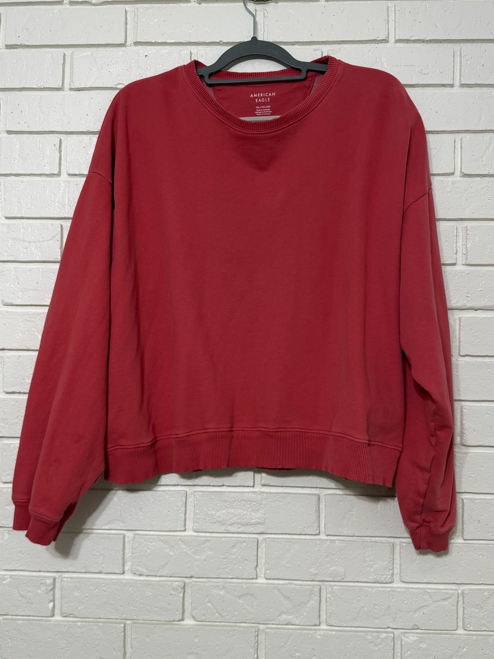 American Eagle Oversized Fleece Crewneck Sweatshirt XXL Coral Pink
